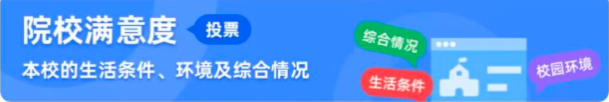 院校满意度投票，本校的生活条件、环境及综合情况
